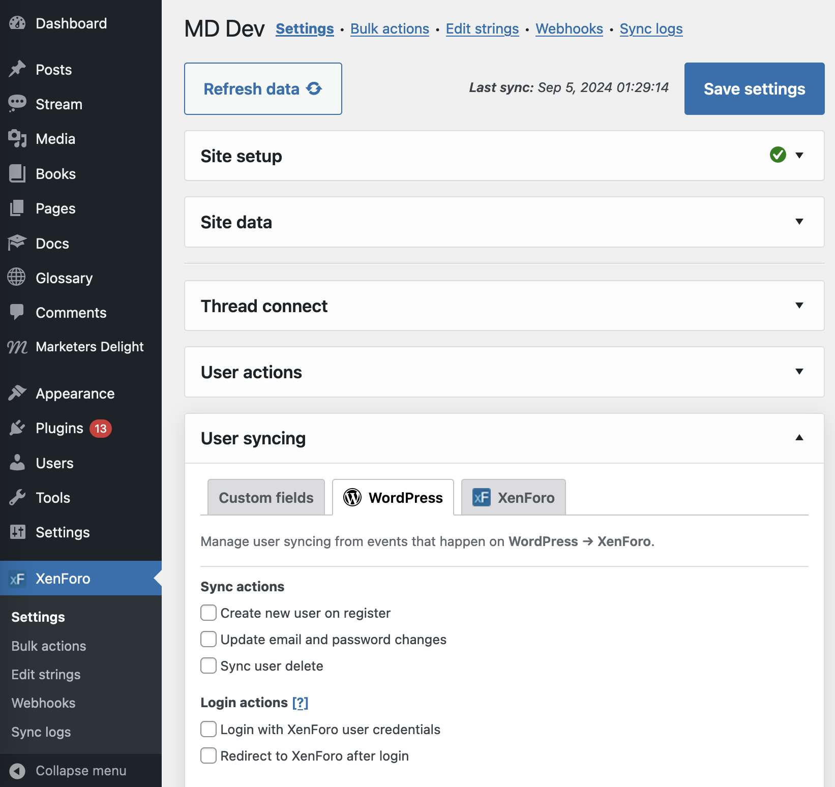 The new plugin admin panel for XFtoWP 1.6
