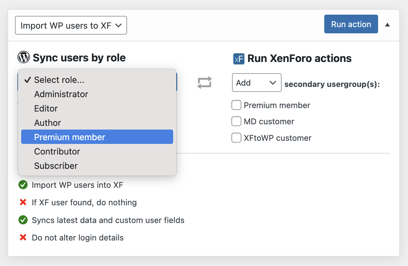Import WordPress users into XenForo by roles