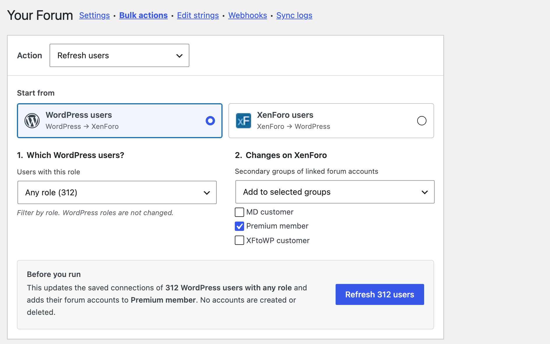 Refresh users and Disconnect users
