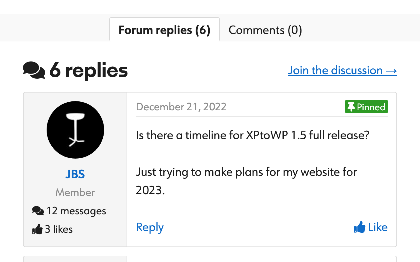 Thread connect in XFtoWP