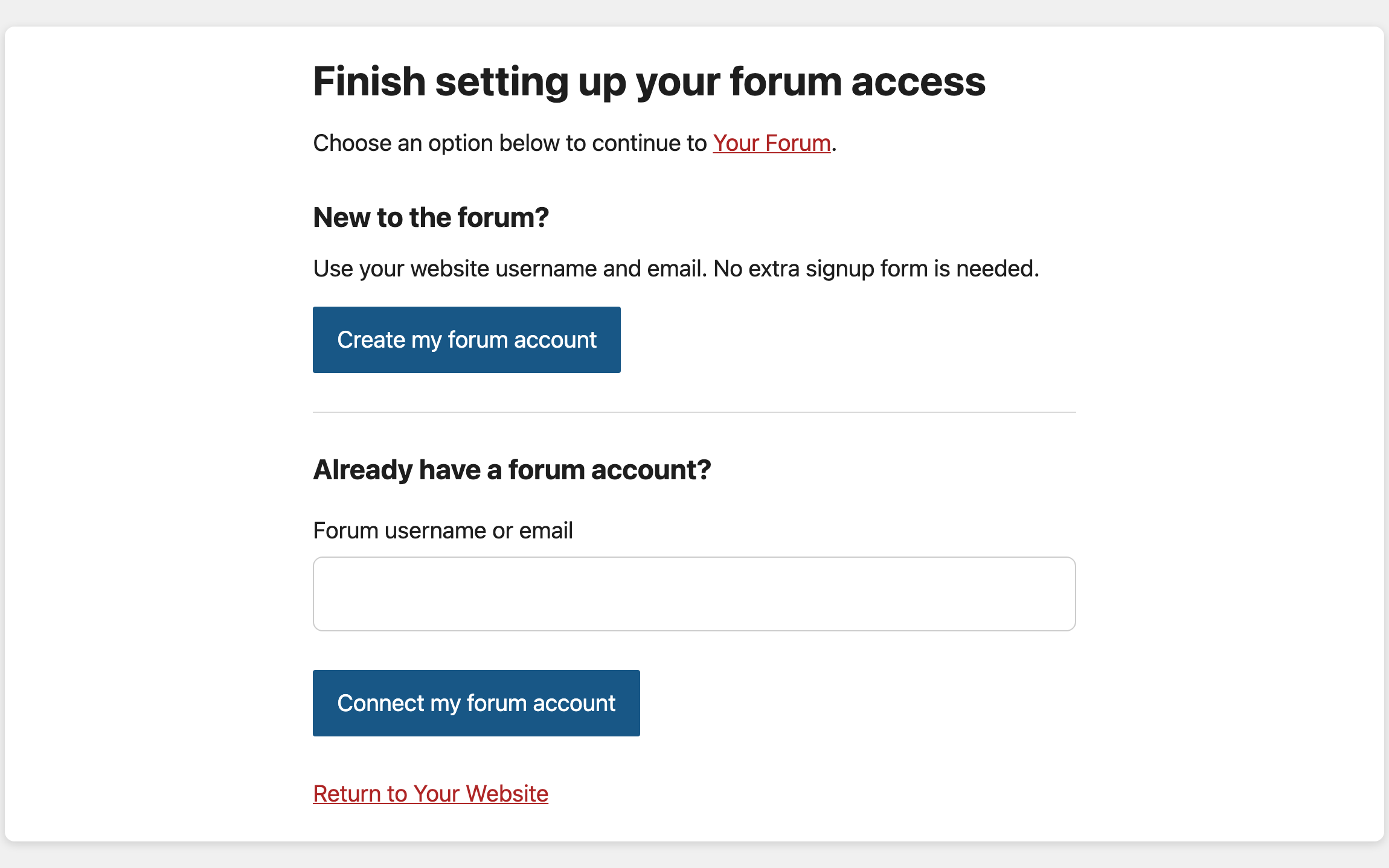 Forum entrance: one link into your forum