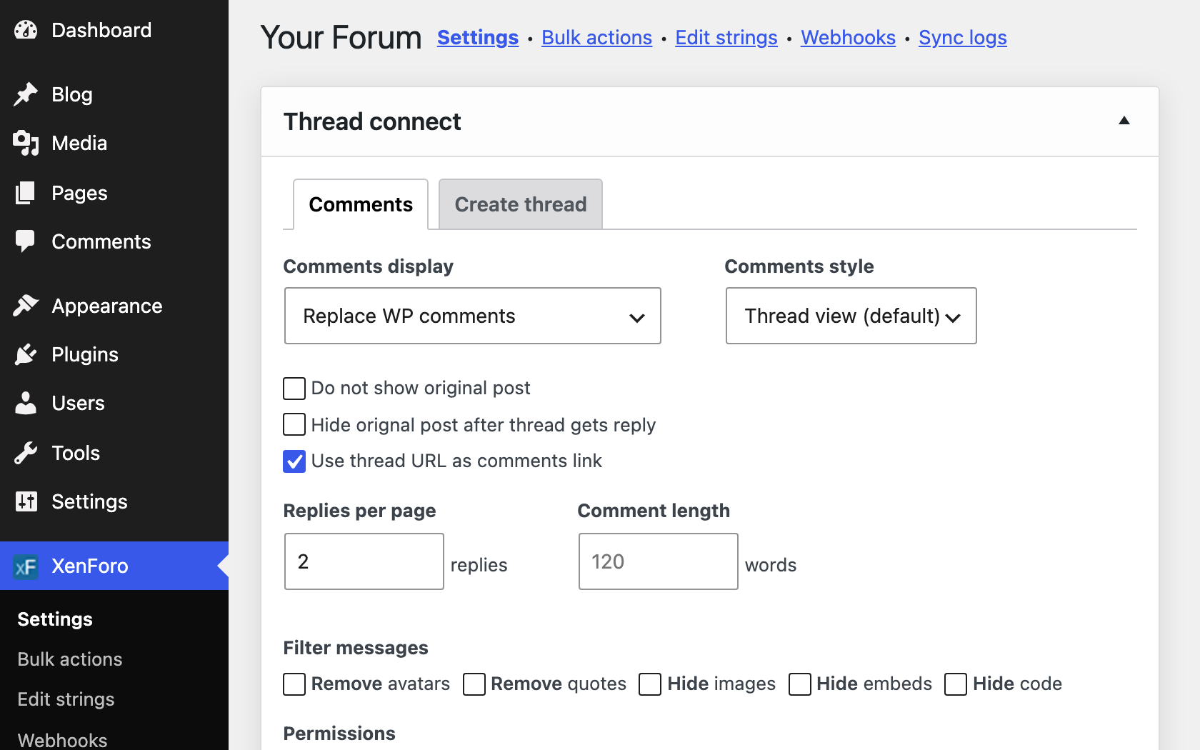 Forum replies with or instead of WP comments